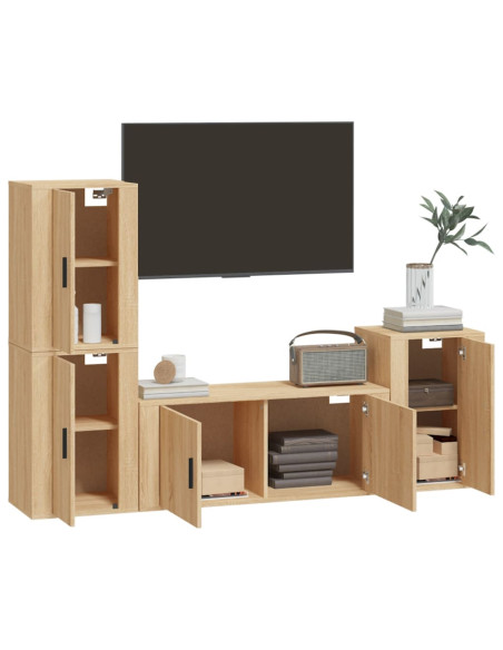 Set di Mobili Porta TV 4 pz Rovere Sonoma in Legno Multistrato