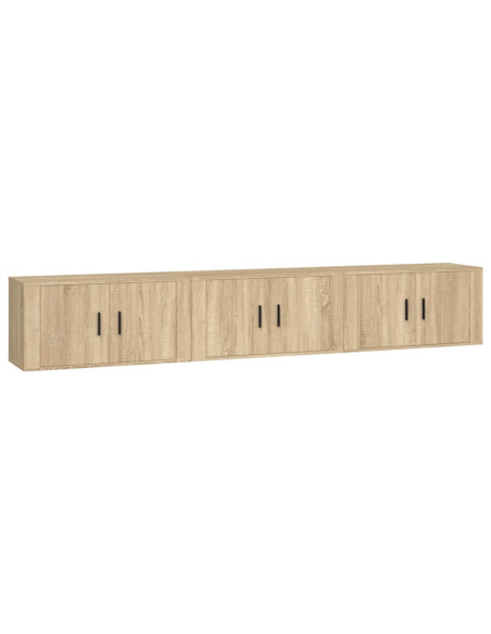 Mobili Porta TV a Parete 3 pz Rovere Sonoma 80x34,5x40 cm