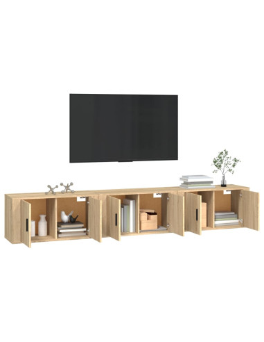 Mobili Porta TV a Parete 3 pz Rovere Sonoma 80x34,5x40 cm