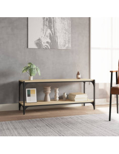 Mobile TV Rovere Sonoma 100x33x41cm Legno Multistrato e Acciaio 2