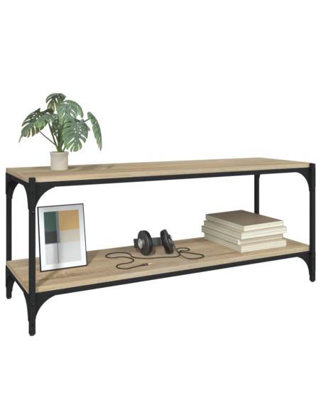 Mobile TV Rovere Sonoma 100x33x41cm Legno Multistrato e Acciaio