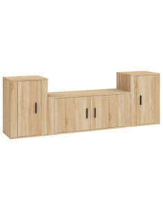 Set di Mobili Porta TV 3 pz Rovere Sonoma in Legno Multistrato