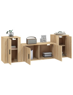 Set di Mobili Porta TV 3 pz Rovere Sonoma in Legno Multistrato 2