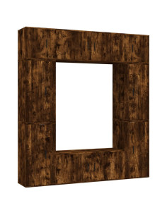 Set Mobili Porta TV 8 pz Rovere Fumo in Legno Multistrato