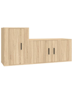 Set di Mobili Porta TV 2 pz Rovere Sonoma in Legno Multistrato