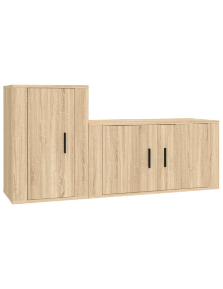 Set di Mobili Porta TV 2 pz Rovere Sonoma in Legno Multistrato