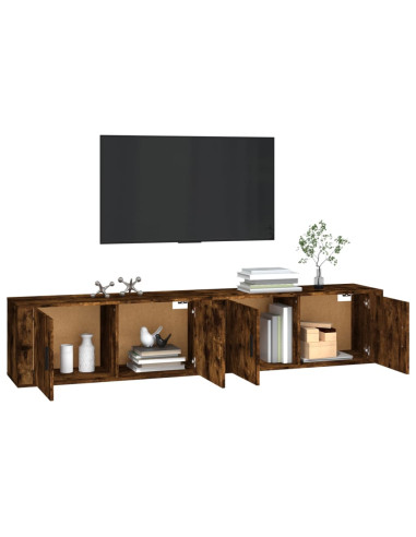 Mobili Porta TV a Parete 2 pz Rovere Fumo 100x34,5x40 cm