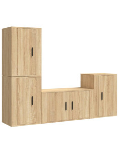 Set di Mobili Porta TV 4 pz Rovere Sonoma in Legno Multistrato