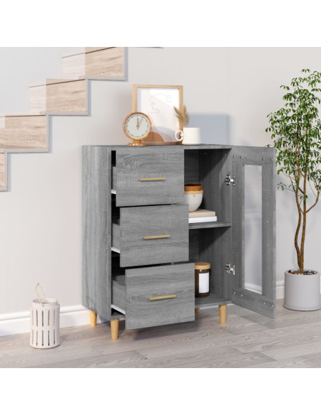Credenza Grigio Sonoma 69,5x34x90 cm in Legno Multistrato