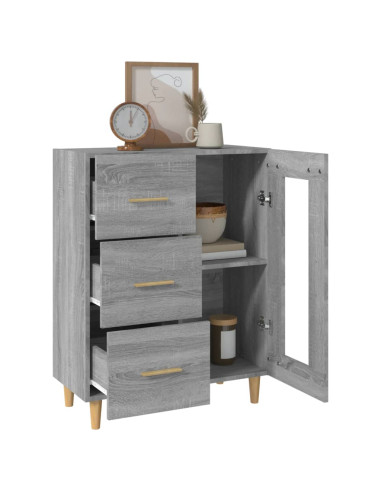 Credenza Grigio Sonoma 69,5x34x90 cm in Legno Multistrato