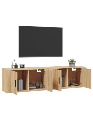 Mobili Porta TV a Parete 2 pz Rovere Sonoma 80x34,5x40 cm