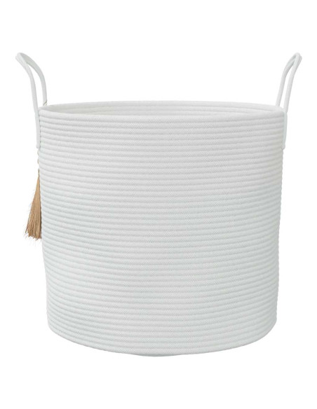 Cestino Portaoggetti Bianco Ø40x35 cm in Cotone