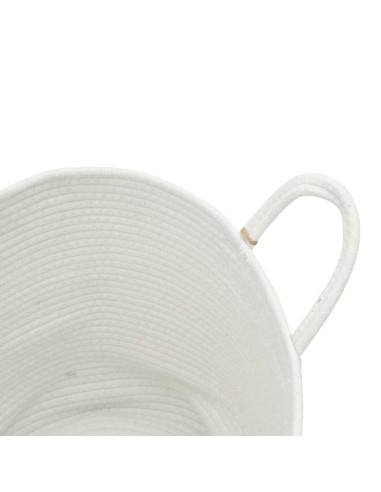 Cestino Portaoggetti Bianco Ø40x35 cm in Cotone