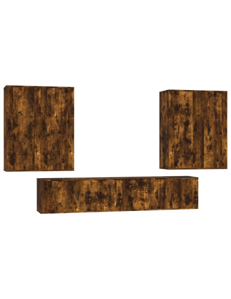 Set di Mobili Porta TV 6 pz Rovere Fumo in Legno Multistrato