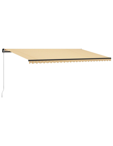 Tenda da Sole Retrattile Manuale e LED 600x300cm Gialla Bianca