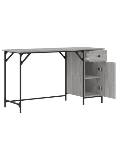 Scrivania Computer Grigio Sonoma 131x48x75 cm Legno Multistrato