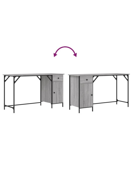 Scrivania Computer Grigio Sonoma 131x48x75 cm Legno Multistrato