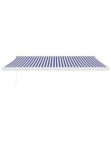Tenda Sole Retrattile Blu e Bianca 4,5x3 m Tessuto e Alluminio