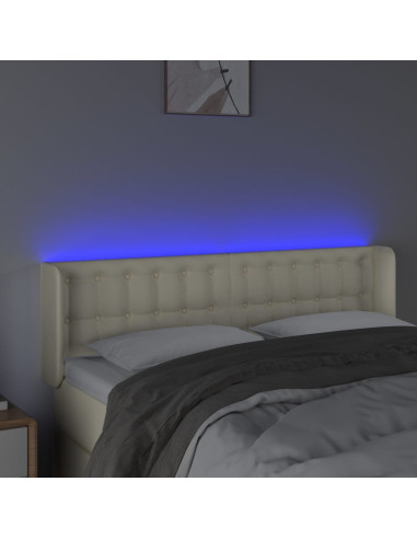 Testiera a LED Crema 147x16x78/88 cm in Similpelle
