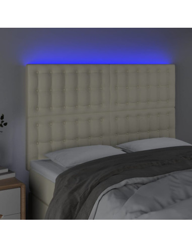 Testiera a LED Crema 144x5x118/128 cm in Similpelle