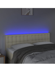 Testiera Crema a LED 144x5x78/88 cm in Similpelle 2