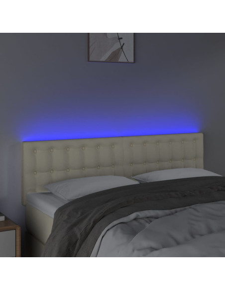 Testiera Crema a LED 144x5x78/88 cm in Similpelle