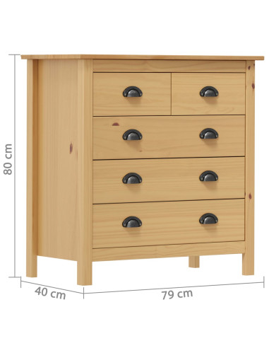 Credenza Hill 79x40x80 cm Legno Massello di Pino