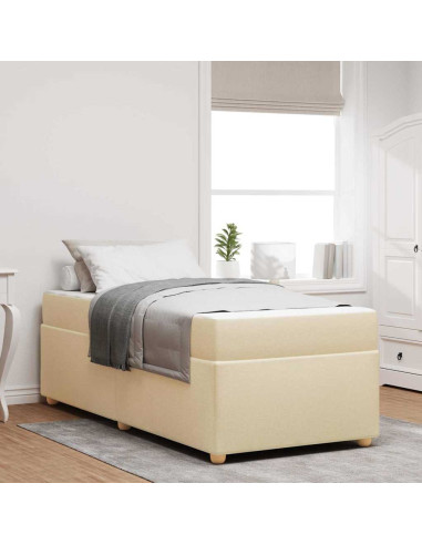 Struttura del letto con materasso Crema 100 x 200 cm Tessuto