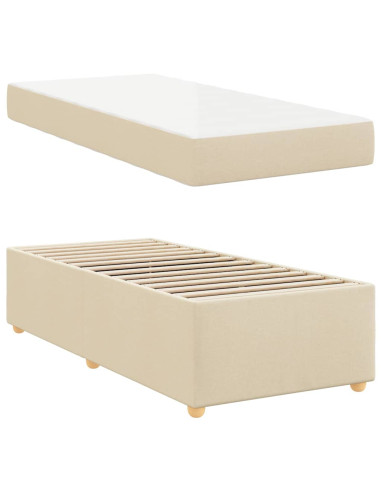 Struttura del letto con materasso Crema 100 x 200 cm Tessuto
