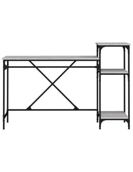 Scrivania Ripiani Grigio Sonoma 135x50x90cm Multistrato e Ferro