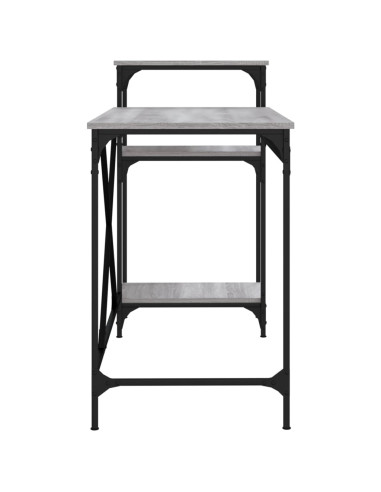 Scrivania Ripiani Grigio Sonoma 135x50x90cm Multistrato e Ferro