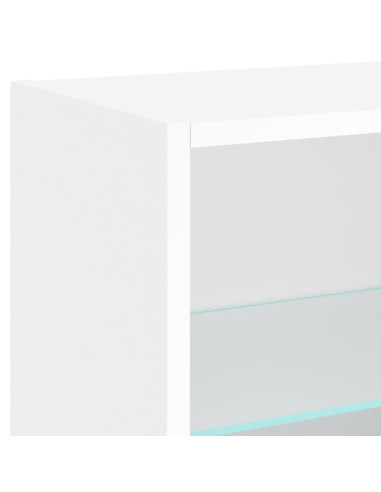 Mobili TV a Muro con LED 5pz Bianchi in Legno Multistrato