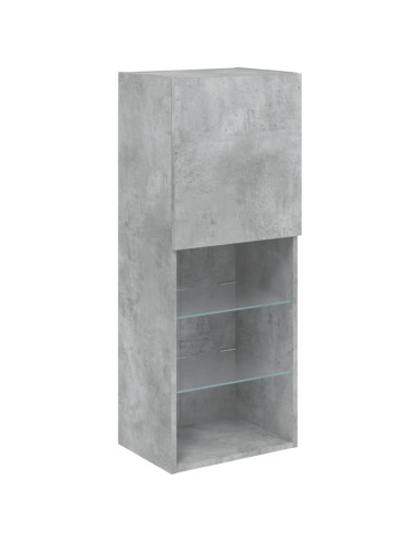 Mobili TV a Muro con LED 5pz Grigio Cemento Legno Multistrato