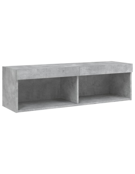 Mobili TV a Muro con LED 5pz Grigio Cemento Legno Multistrato