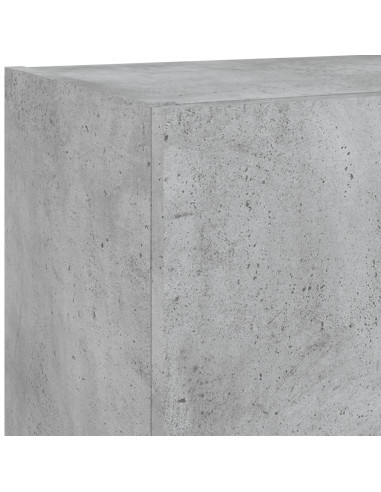 Mobili TV a Muro con LED 5pz Grigio Cemento Legno Multistrato