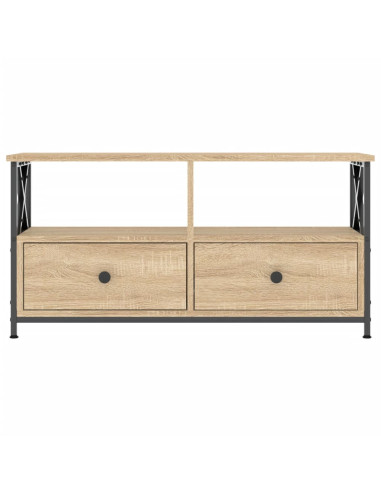 Mobile TV Rovere Sonoma 90x33x45 cm Legno Multistrato e Ferro