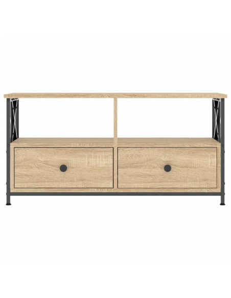 Mobile TV Rovere Sonoma 90x33x45 cm Legno Multistrato e Ferro