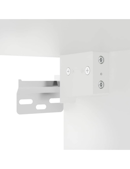 Mobili TV a Muro con LED 5pz Bianchi in Legno Multistrato
