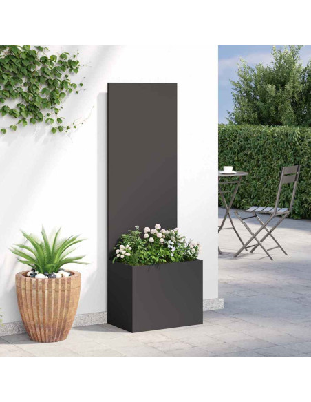 Vaso da Giardino con Pannello Decorativo Nero 50 x 140 cm