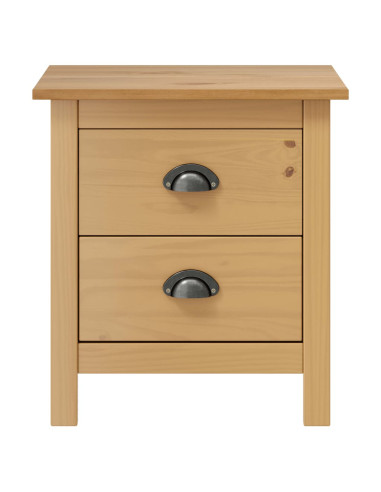 Comodini Hill Grigi 2 pz 46x35x49,5 cm Legno Massello di Pino