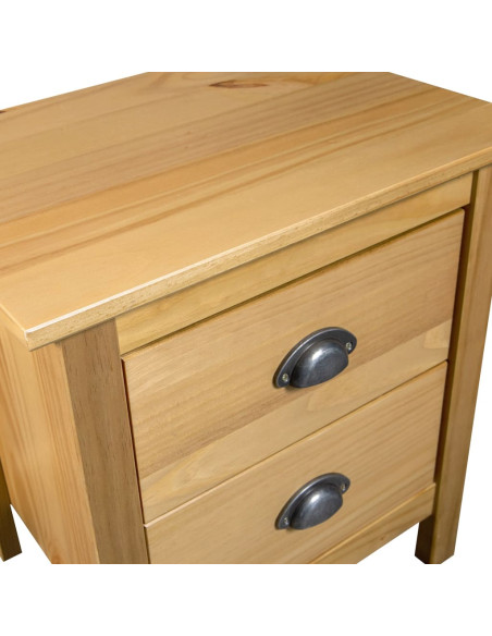 Comodini Hill Grigi 2 pz 46x35x49,5 cm Legno Massello di Pino