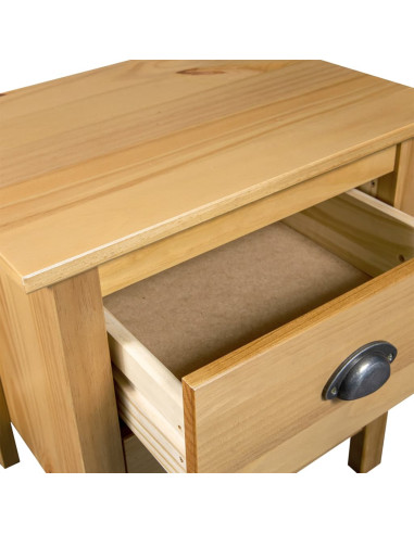 Comodini Hill Grigi 2 pz 46x35x49,5 cm Legno Massello di Pino