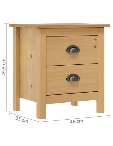 Comodini Hill Grigi 2 pz 46x35x49,5 cm Legno Massello di Pino