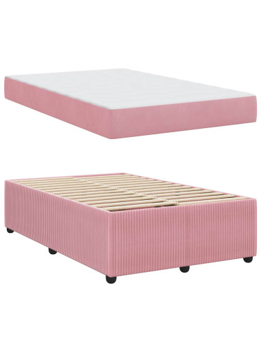 Struttura del letto con materasso Rosa 120 x 200 cm Tessuto