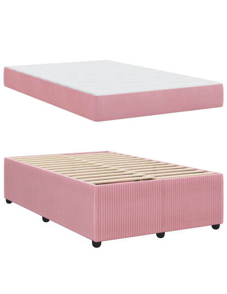 Struttura del letto con materasso Rosa 120 x 200 cm Tessuto