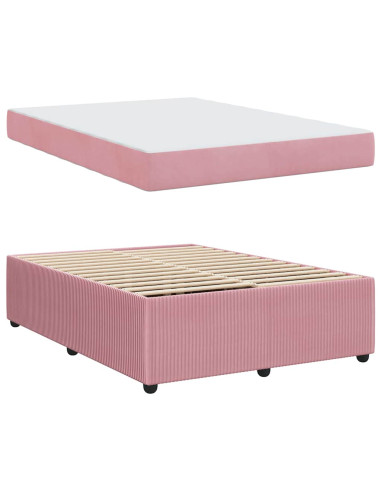 Struttura del letto con materasso Rosa 160 x 200 cm Tessuto