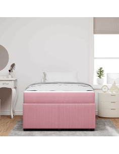 Struttura del letto con materasso Rosa 120 x 200 cm Tessuto 2