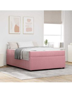 Struttura del letto con materasso Rosa 160 x 200 cm Tessuto 2