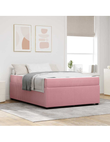 Struttura del letto con materasso Rosa 160 x 200 cm Tessuto