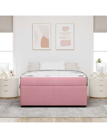 Struttura del letto con materasso Rosa 160 x 200 cm Tessuto